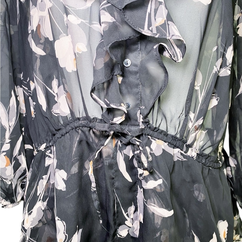 Lauren Conrad Whimsigoth Floral Black Sheer Overlay Mini Long Sleeve Dress - Picture 5 of 16